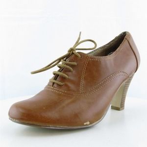 Nine West Women Lace Up Heel Shoes Sash3ff‎ Brown Synthetic Size 7.5 Medium